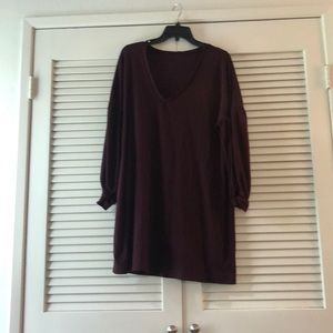 Burgundy puff sleeve dress